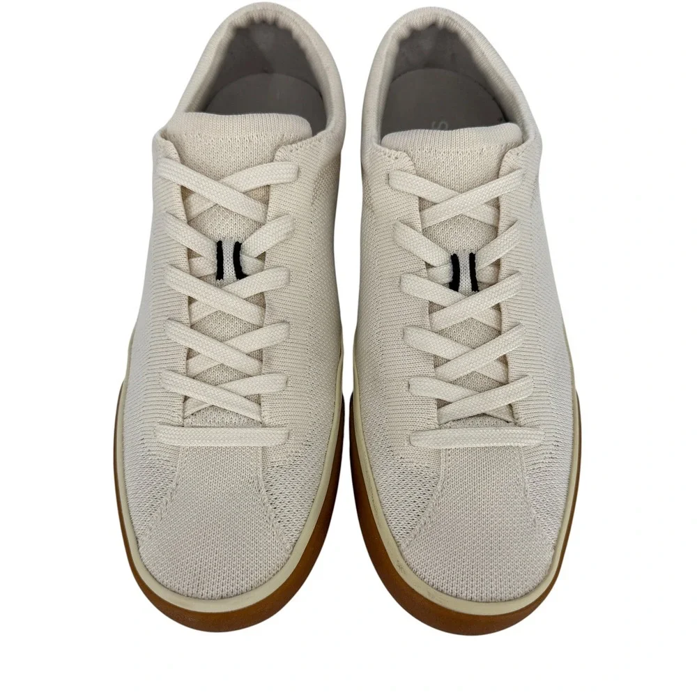 Rothy's The Lace Up Sneaker Bone White Knit Gum Sole Womens 9 Low Top Lace Up